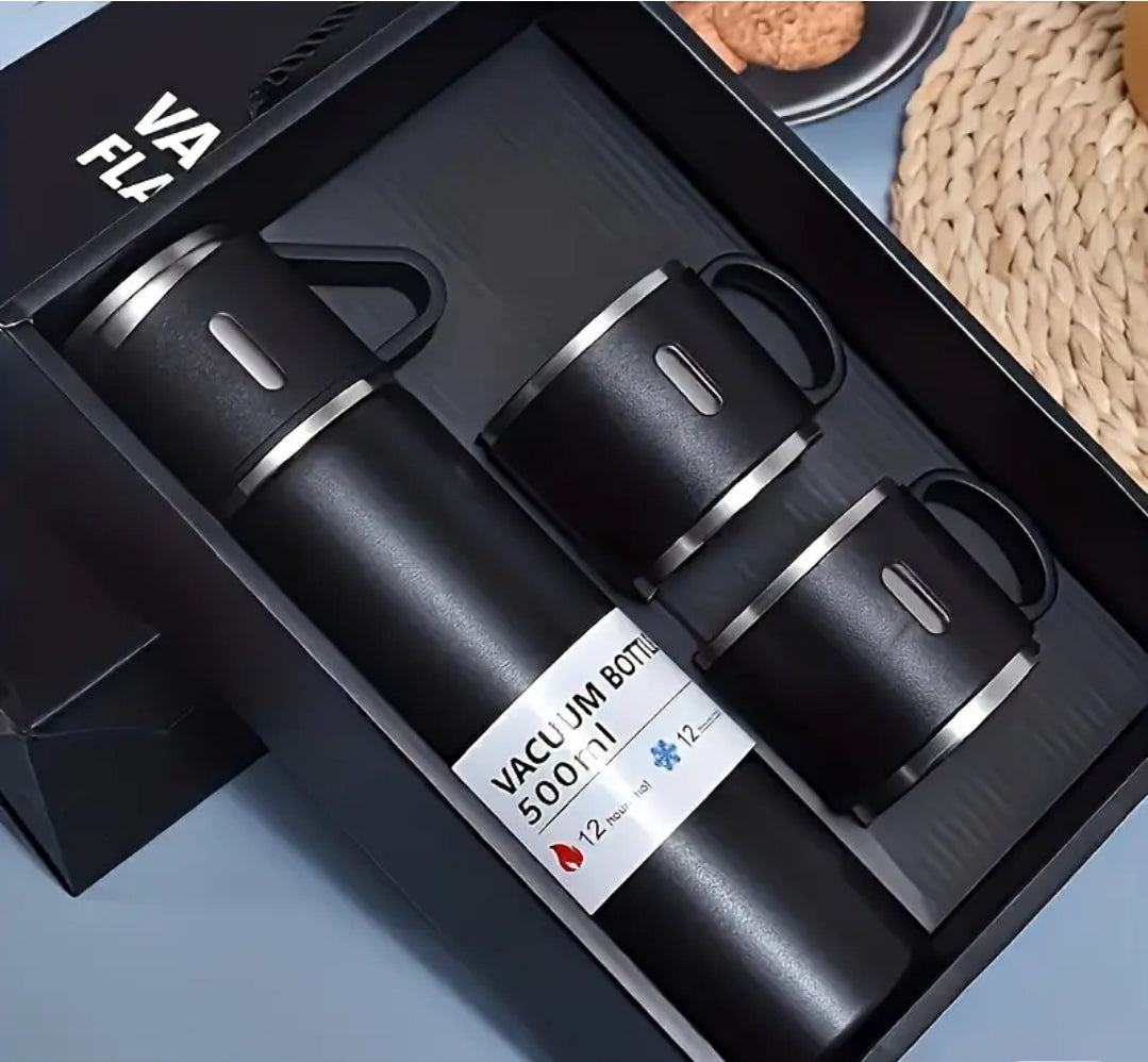 Steel Vaccum Bottle Set- Hot & cold drinks for up to 12 hours