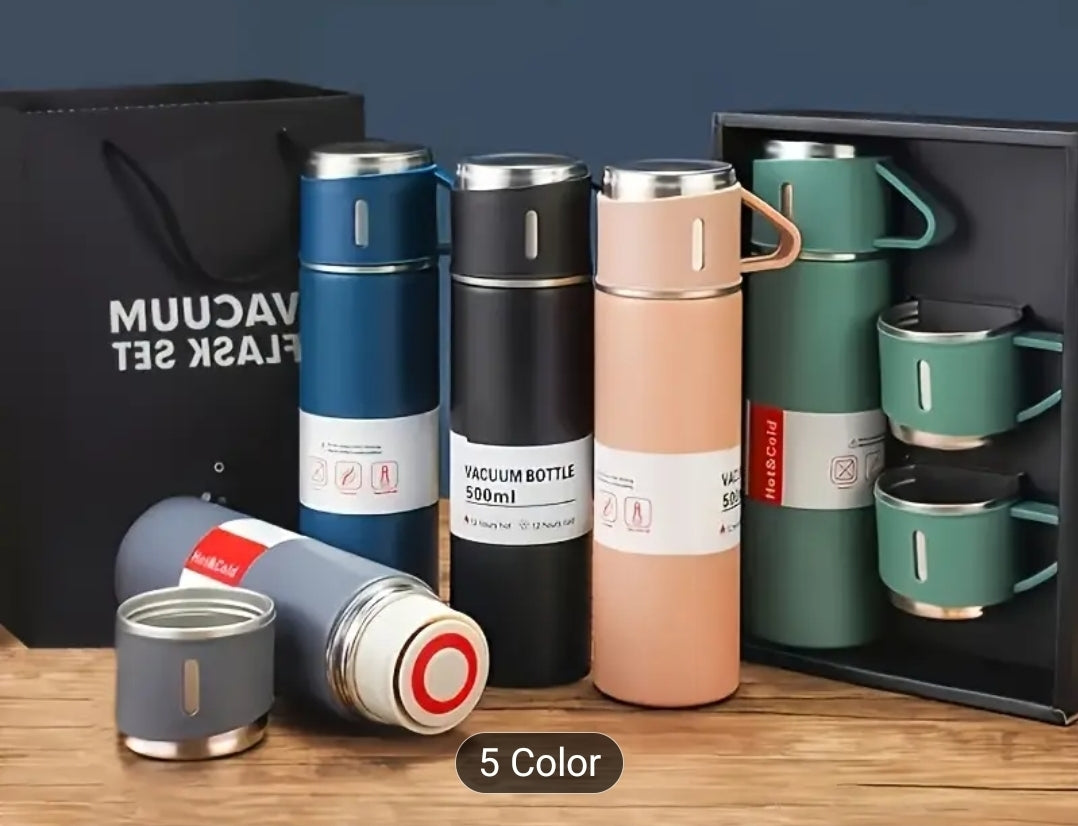 Steel Vaccum Bottle Set- Hot & cold drinks for up to 12 hours