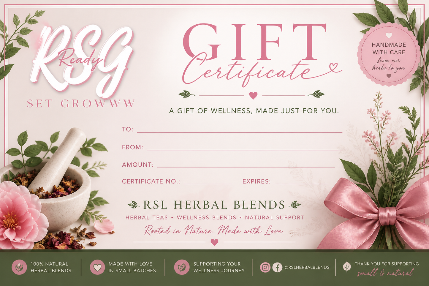 RSL Herbal Blends Gift Certificate- No Expiration